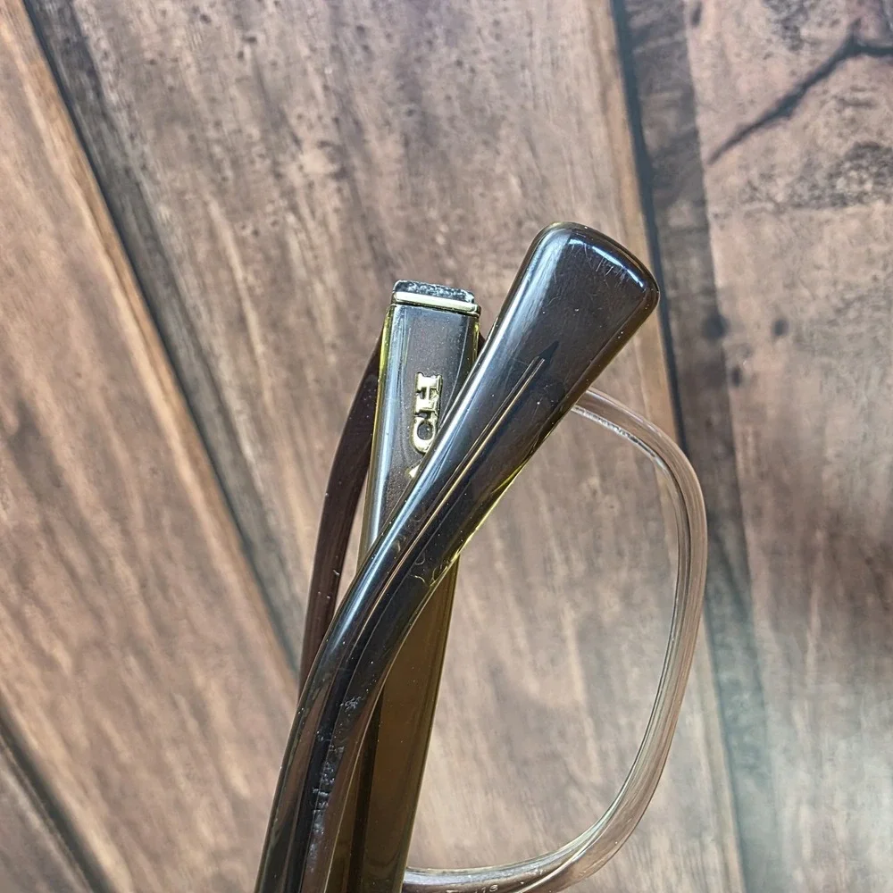 Coach Eyeglasses Womens Olive Brown Gradient Clear HC6089 5408 Rectangle Frames‎